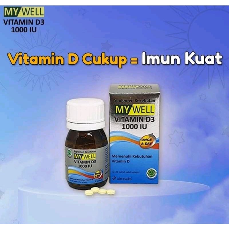 MY WELL Vitamin D3 1000 UI Suplemen Kesehatan Isi 20 tablet