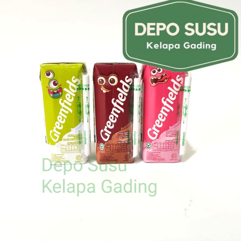 Susu Greenfields UHT 125 ml Full Cream Coklat Strawberry Milk | Greenfield 125ml Choco Malt Fresh 105ml 105