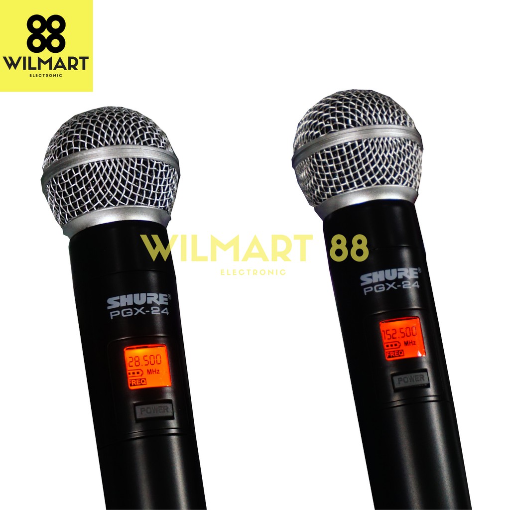 Mic Wireless PGX 24 / Professional Microphone Wireless UHF PGX - 24 Double Handles (2 Mic Pegang)