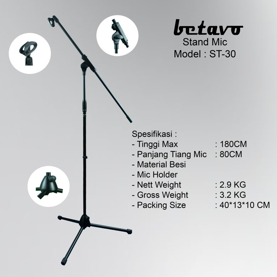 STAND MIC BETAVO ST 30 PROFESIONA STAND MICROPHONE AUDIO PRO