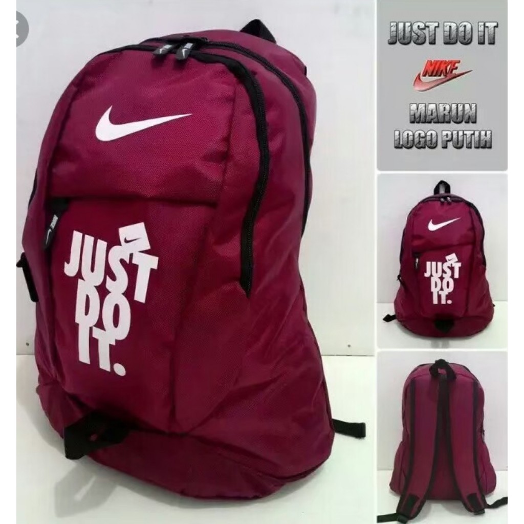 TAS RANSEL NIKE PRIA WANITA REMAJA ANAK SEKOLAH KULIAH KERJA NONGKRONG BLACK LAPTOP JUST DO IT