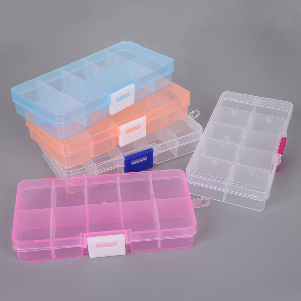 10 Slots Adjustable Transparent Jewelry Storage Box Ring Earring Drug Pill Beads Portable Plastic Organizer Case Travel Bins