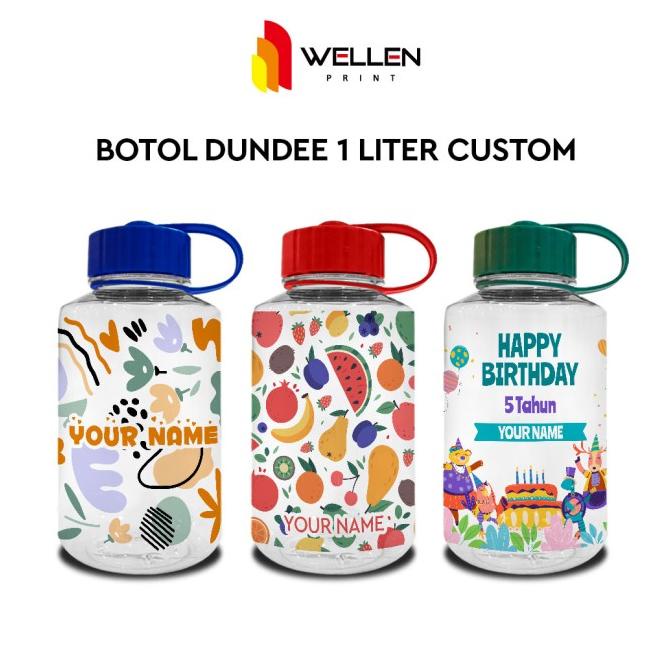 Tumbler dundee print custom nama / cetak souvenir botol minum 1 liter