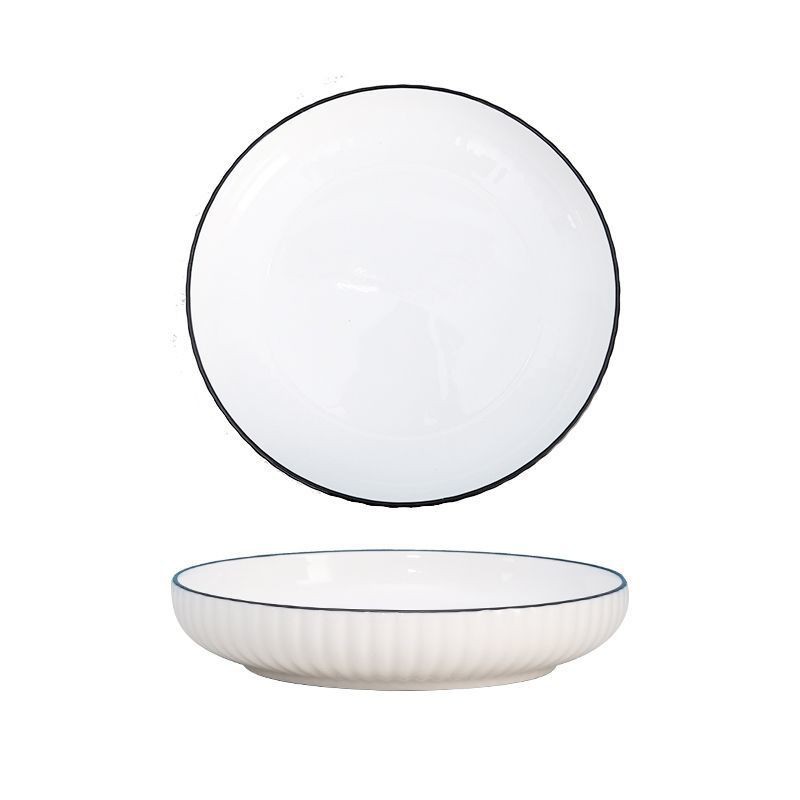 P 96 Piring Keramik Datar Cekung Piring Polos Putih Japan Korea Style-8” Putih Polos