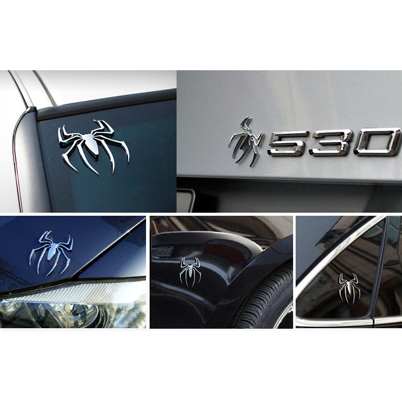 1x Badge Stiker Emblem Belakang Mobil Motor Metal Spider Spiderman Logo