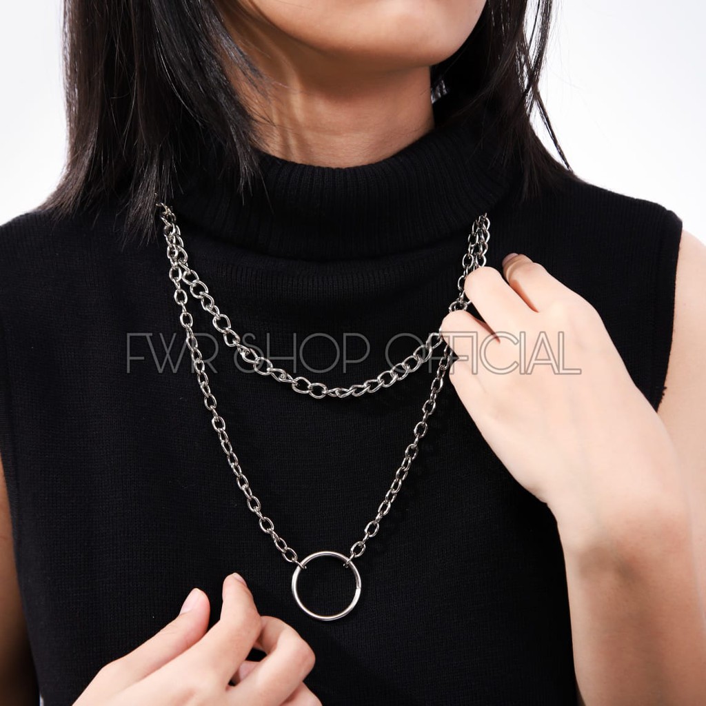 FWR - Kalung Rantai Wanita Panjang Multilayer Necklace