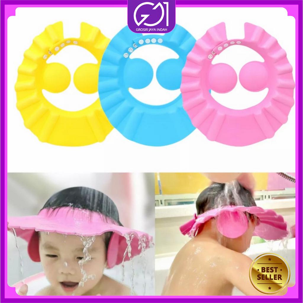 Topi Pelindung Keramas Kepala Bayi Anak / Topi Mandi Anak Bayi / Baby Shower Cap Polos / Penutup Pelindung Telinga / Baby Head Protector