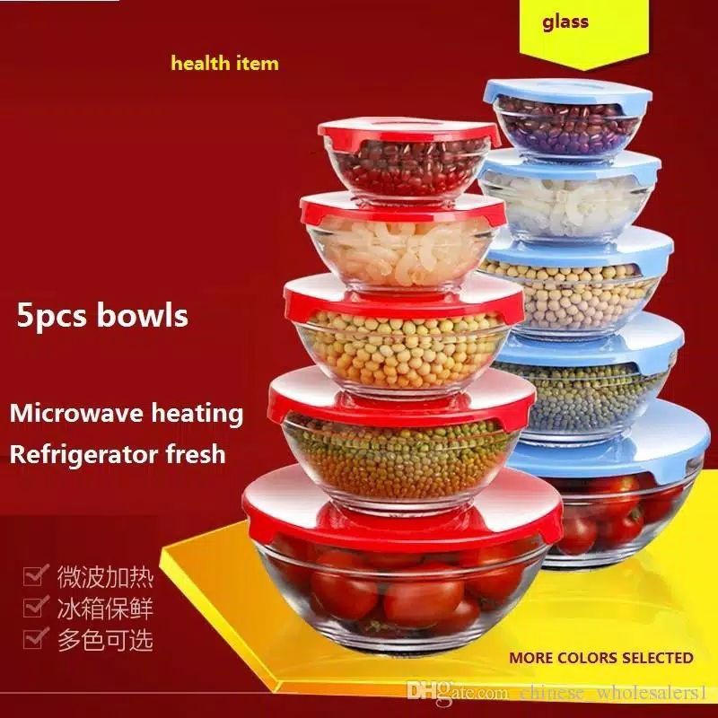 MANGKOK KACA BERANAK / MANGKOK KACA SET ISI 5 - GLASS BOWL SET 5IN1 - Mangkok Susun Set 5in1 34005