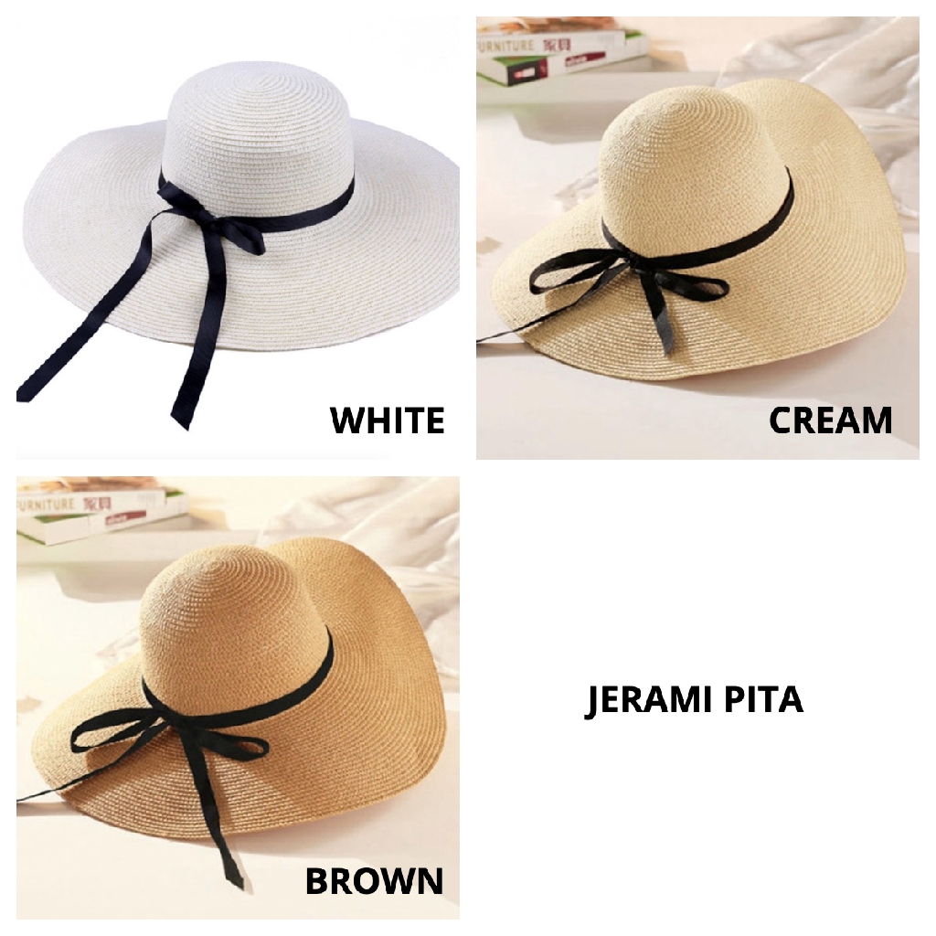 Topi Pantai Jerami Straw Hat Musim Panas Warna