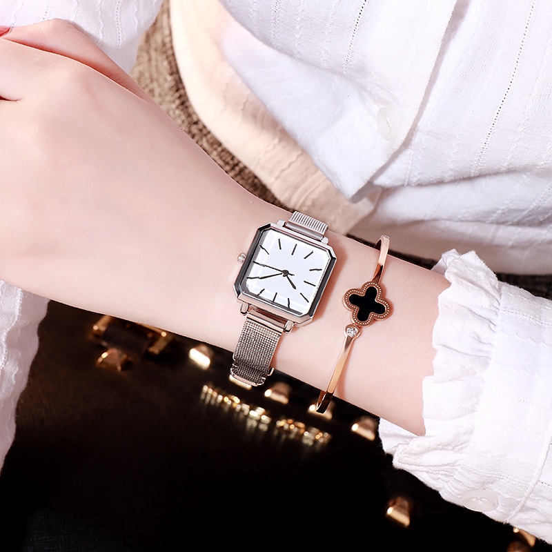 Jam Tangan Wanita A0027 Jam Tangan Sabuk Kotak Sederhana Kreatif