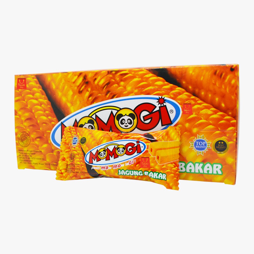 

Momogi Jagung Bakar Makanan Ringan Ekstrudat Rasa Jagung Bakar Nikmat - 20pcs x 8gr