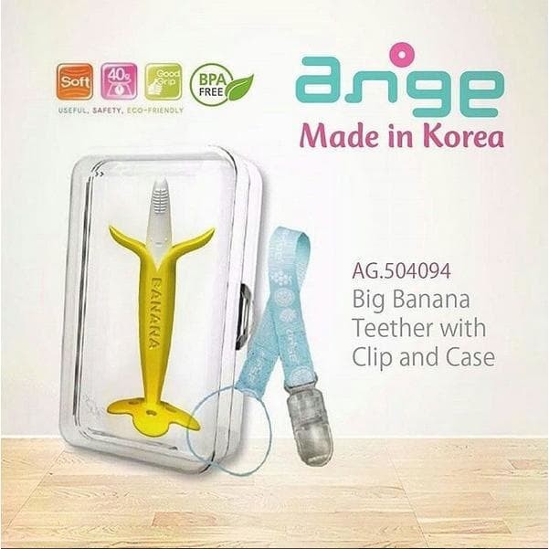 Ange Big Banana Teether With Case + Clip-1