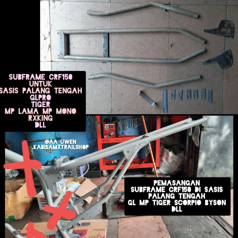 sasis crf150L bagian belakang subframe crf untik sasis palang tengah glpro tiger megapro scorpio dll