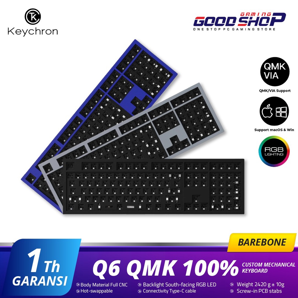 Keychron Q6 QMK 100% BAREBONE Custom Mechanical Keyboard