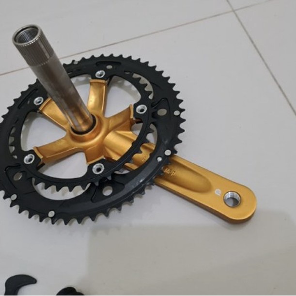 Crankset double Litepro 53T-39T gold edition HT2 Hallowtech 11 alloy