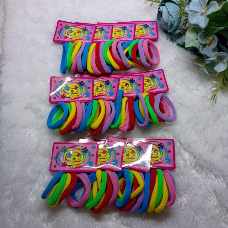IKAT RAMBUT isi 72pcs KUNCIR ELASTIS WARNA LINGKAR 4CM GROSIR-Ungu camp