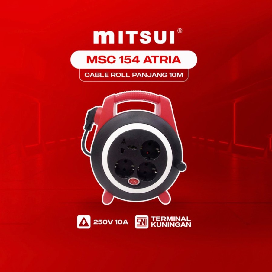 Roll Kabel 10 Meter Full - MITSUI MSC 154 ATRIA  Roll Kabel Gulung 4 Lubang Saklar Box Arde