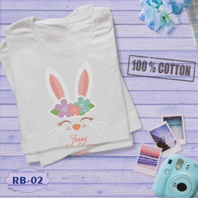 Rabbit Cute kaos oblong pria wanita anak couple family custom