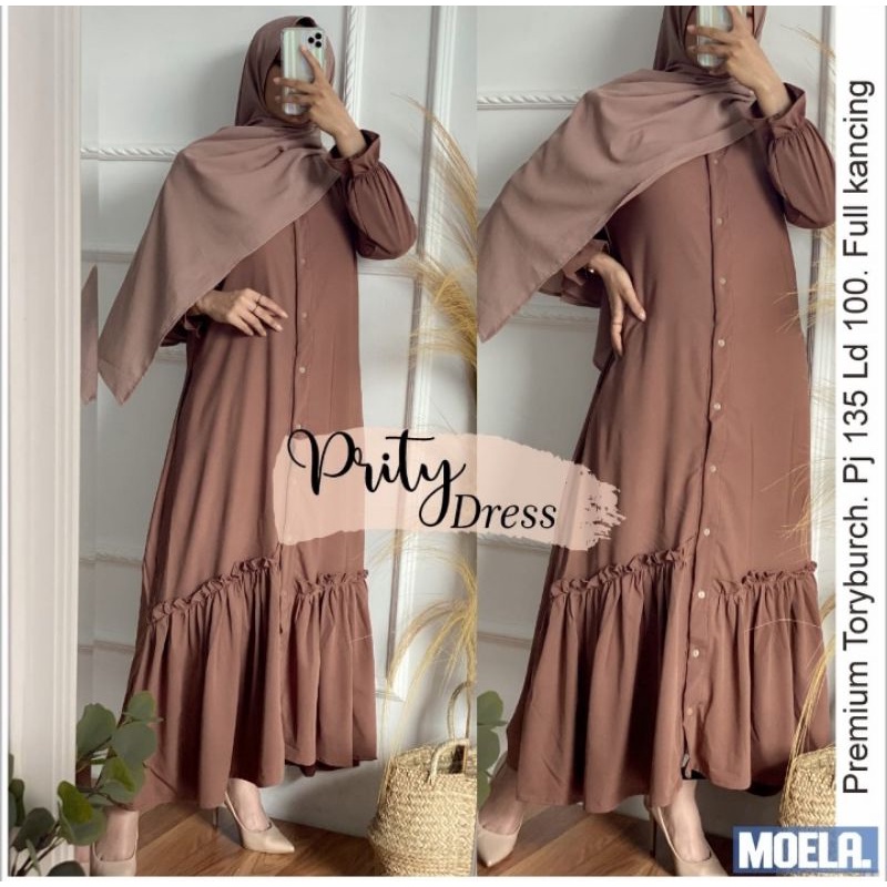 Pritty dress maxy maxi choco moela baju gamis muslim lebaran murah bahan torcyburch katun kaos