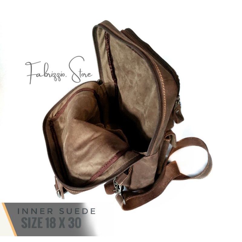 [ fabrizzio store ]crossbags keren kulit pria | single slingbag kulit crazy horse