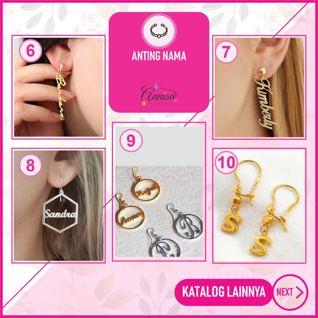 Anting nama gold Handmade by Annisa Jewelry