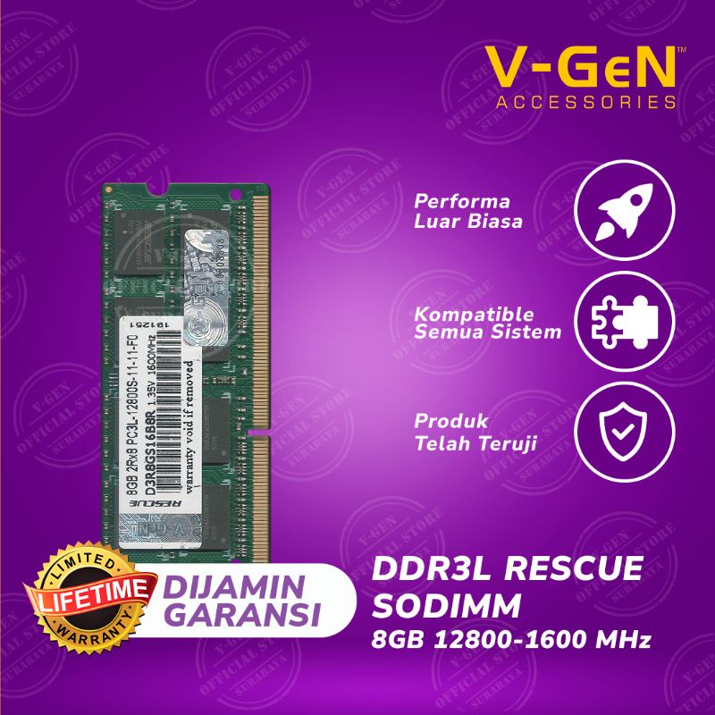 sodim DDR3L 8G 12800/1600 Mhz Low Volt rescue vgen