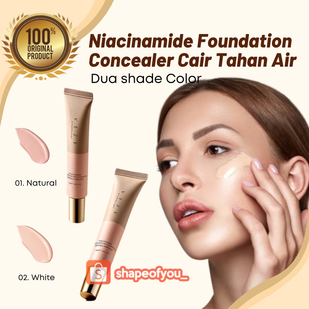 Niacinamide Protein Soft Mist Liquid Foundation Venzen Waterproof Sweat Resistant Concealer Makeup Primer Oil Control Light and Delicate Foundation