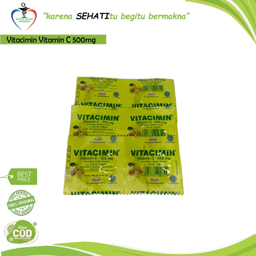 VITACIMIN Lemon Orange Vitamin C 500mg per strip lebih murah