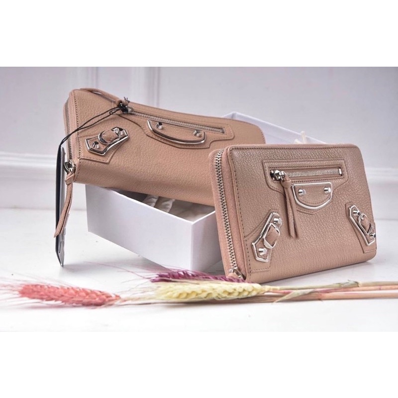 BALENCIAGA Wallet Metallic EDGE Rose De Sable SHW