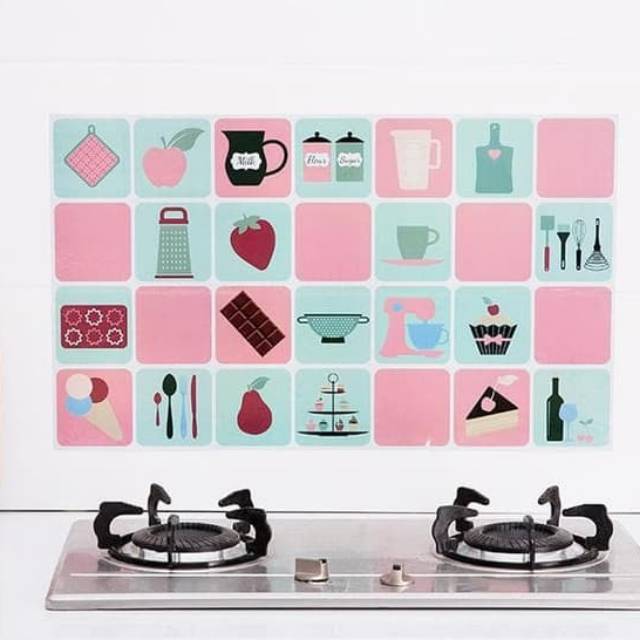 WALL STICKER DAPUR ANTI MINYAK BAHAN ALUMINIUM FOIL / KITCHEN WALL STICKER