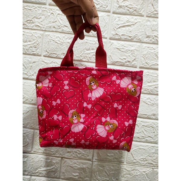 totebag tas jinjing size 25*20 cm motif berbie pink