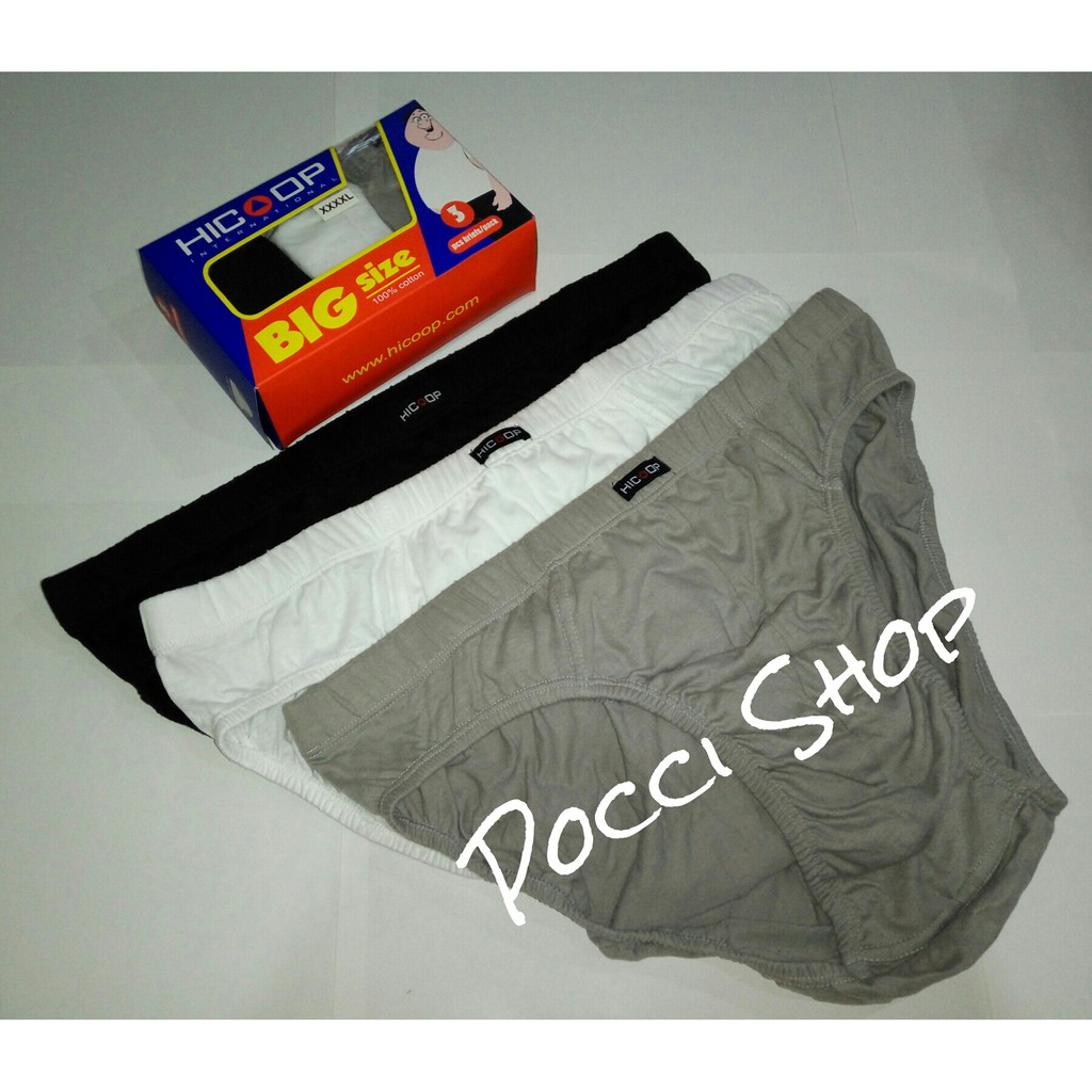 BIG SIZE Celana Dalam Pria ukuran XXL (2XL), XXXL (3XL), XXXXL (4XL) | merk HICOOP