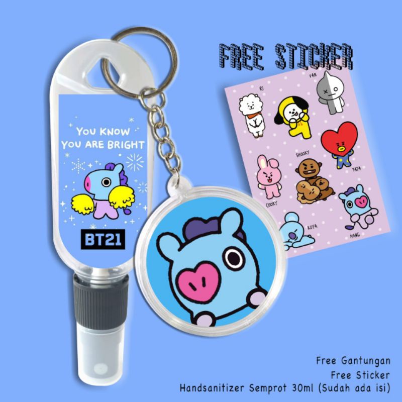 HAND SANITIZER BTS/HAND SANITIZER BT21 FREE GANTUNGAN+FREE STICKER