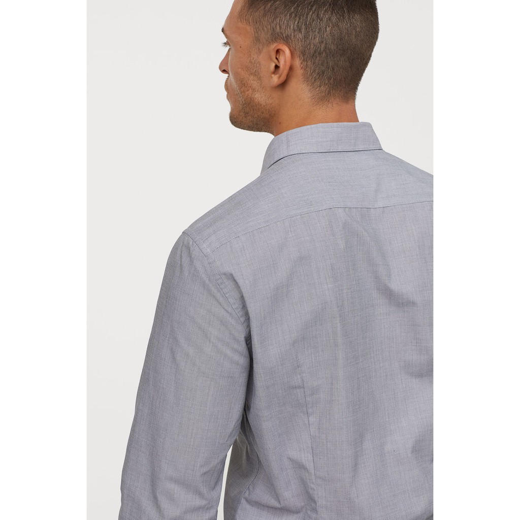 H&amp;M Kemeja Kerja Kantor Easy Iron Slim Fit Shirt Abu Original