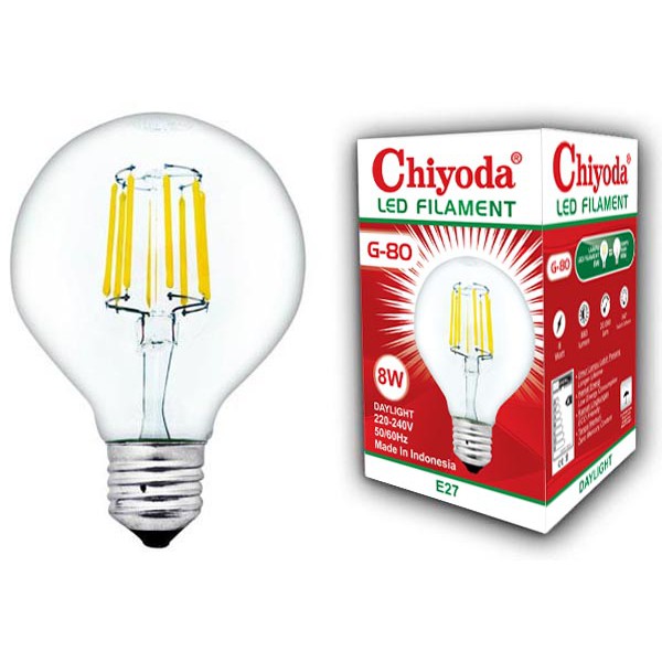 LAMPU LED FILAMEN CHIYODA G80 8W E27 KUNING /WARMWHITE
