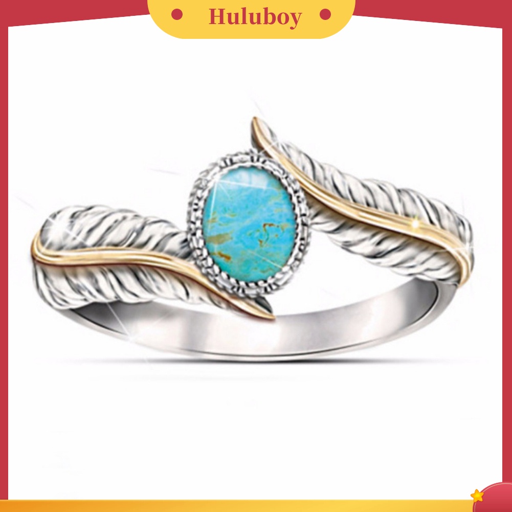 Hu Hu Hu Hu Hu Alat Bantu Pasang Kacamata♡ Cincin Wanita Desain Bulu Hias Turquoise Imitasi Gaya Mewah Untuk Cocktailpestahadiah