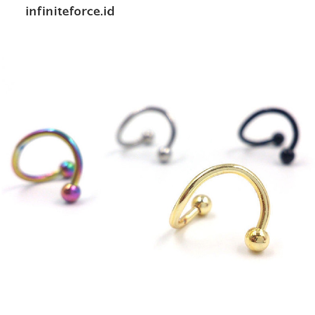 Cincin Tindik Tubuh Bahan Stainless Steel Bentuk Spiral Gaya Punk