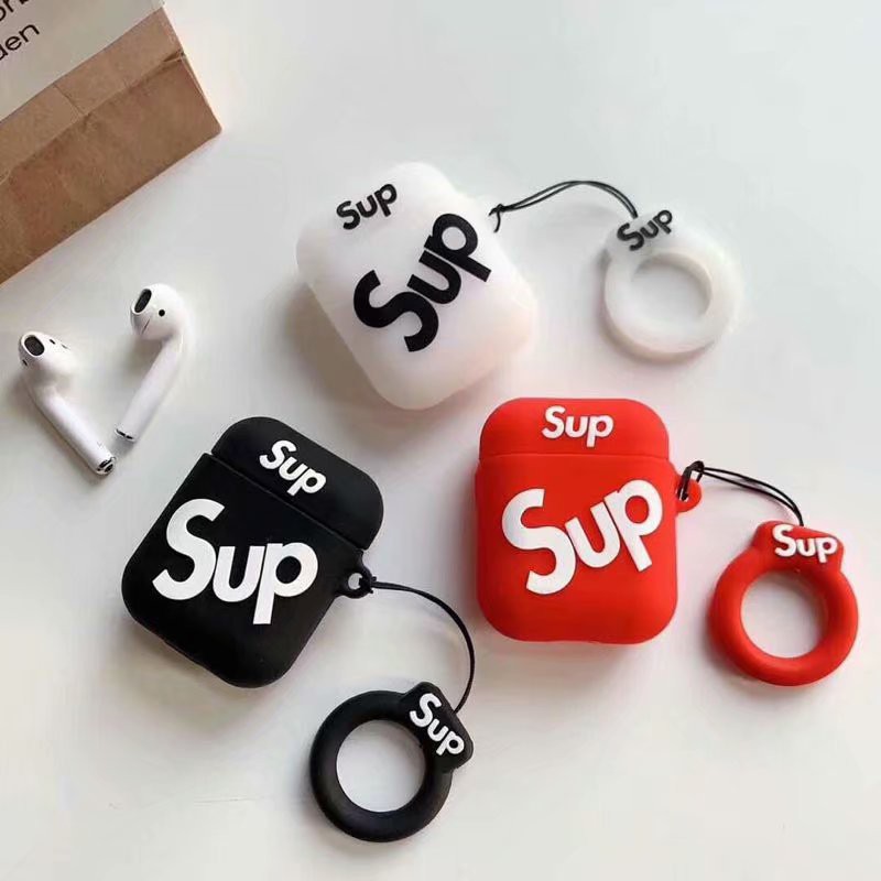 Airpods 2 Silicone Case motif SUP | Softcase Airpod Apple MERAH PUTIH HITAM GANTUNGAN MEWAH