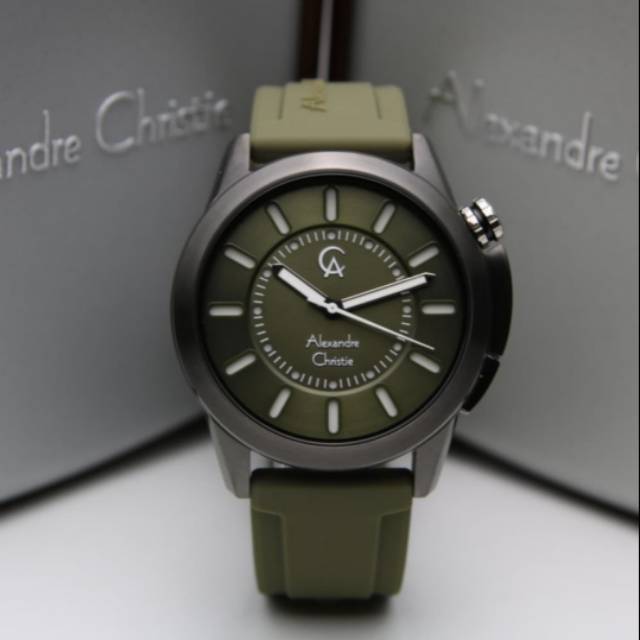 ALEXANDRE CHRISTIE AC8632 RUBBER GREEN BLACK+LIGHT PRIA.ORIGINAL GARANSI RESMI 1 TAHUN