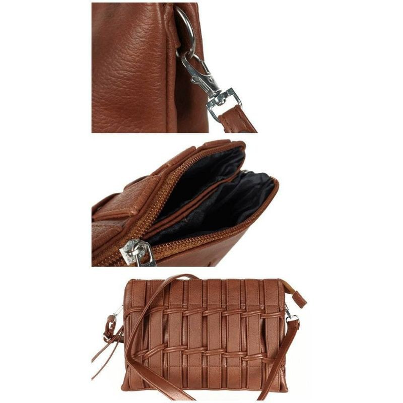 SLINGBAG PAGAR Tas selempang gaul CLUTCH PESTA WANITA Korea terkini Model Rajut kulit anyam x7