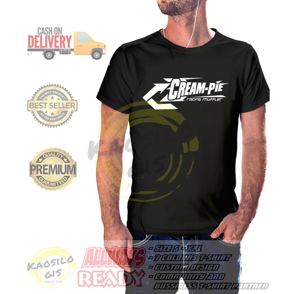 Kaos CREAM-PIE CREAMPIE RACING MUFFLER KNALPOT RACING OTOMOTIF - Kaosilogis