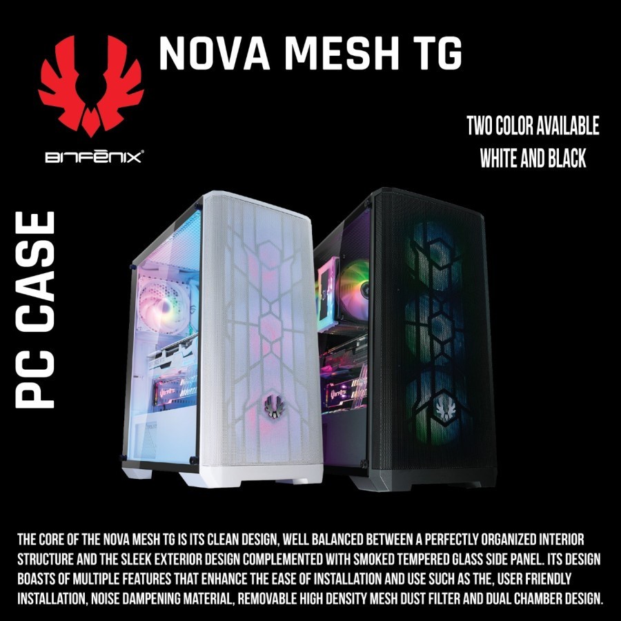 BITFENIX NOVA MESH CASING PC GAMING -WHITE/BLACK