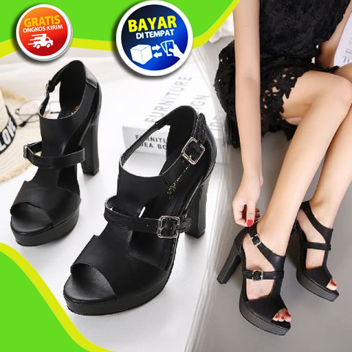 High Heels Wanita Warna  Hitam  Heels Pesta  Wanita Termurah 