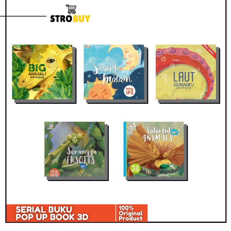 Pop Up Book 3D Animals Colorful, Serangga Eksotis, Laut Rumahku, Siang Malam Untuk Usia 5+