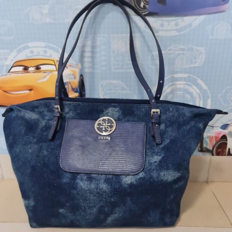 tas denim blue GUESS original