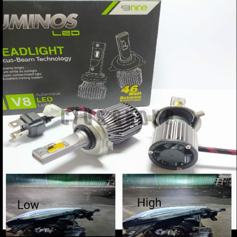 LAMPU UTAMA LED MOBIL H4 V8 1WARNA DAN V9 3WARNA CUT OFF LUMINOS HI-LOW 46 WATT EXTREME BRIGHT UNTUK MOBIL BRIO AGYA AVANZA XENIA SIGRA CALYA DLL