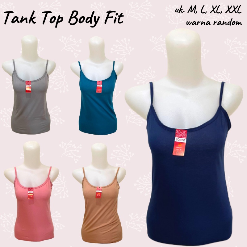 RC Bodyfit Tanktop Tengtop Wanita Singlet Wanita Bodifit Tali Kecil Bahan Halus Adem Size M L Xl XXL