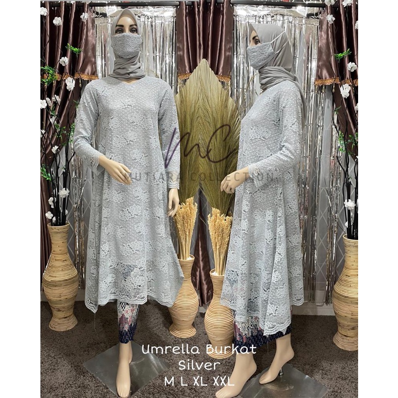 Setelan Kebaya Tunik Brokat / Longcape Brukat / Semi Gamis Umbrella Aneka Pilihan Warna