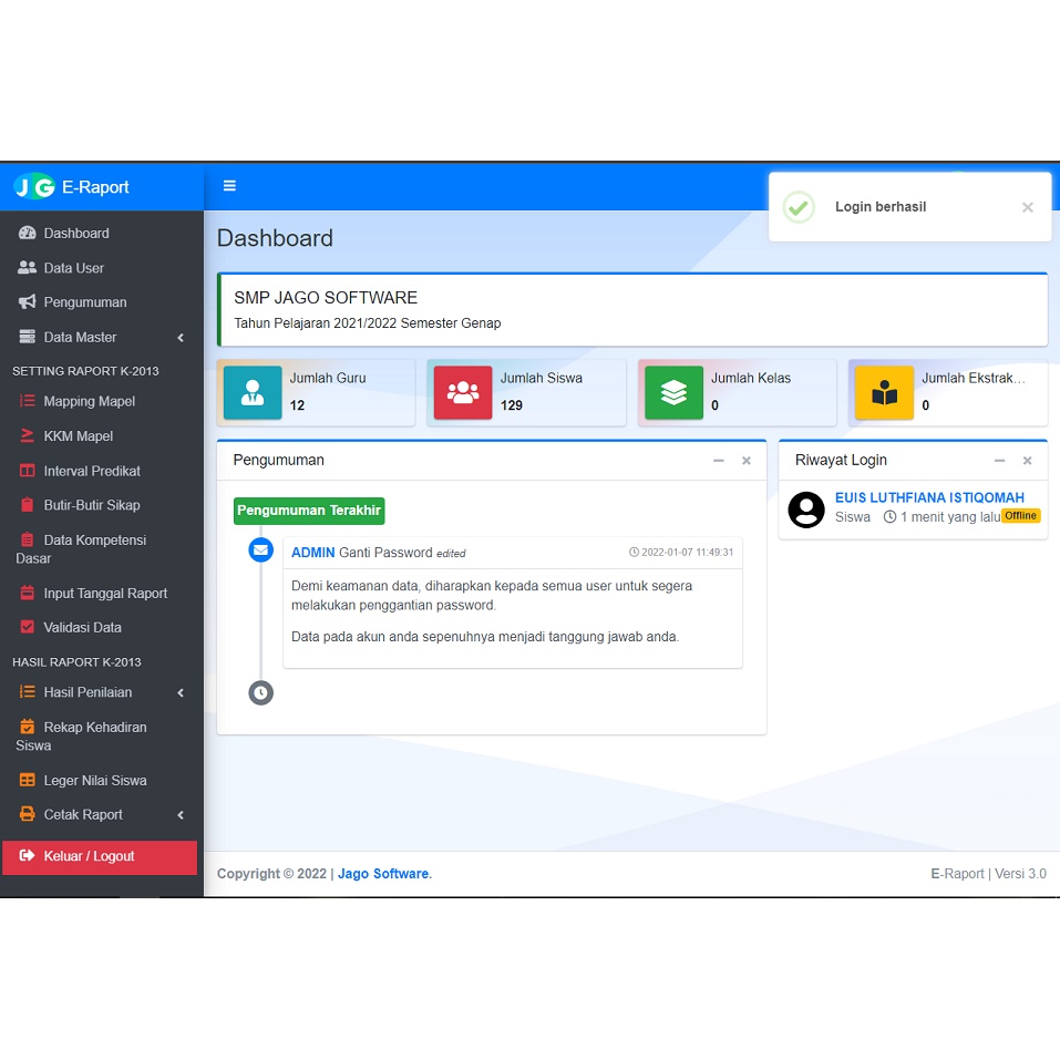 Jual E-RAPORT LARAVEL 8 SISTEM INFORMASI RAPORT SEKOLAH | Shopee Indonesia