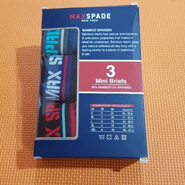 1 kotak Celana dalam pria merk Max Spade ( bahan bamboo)